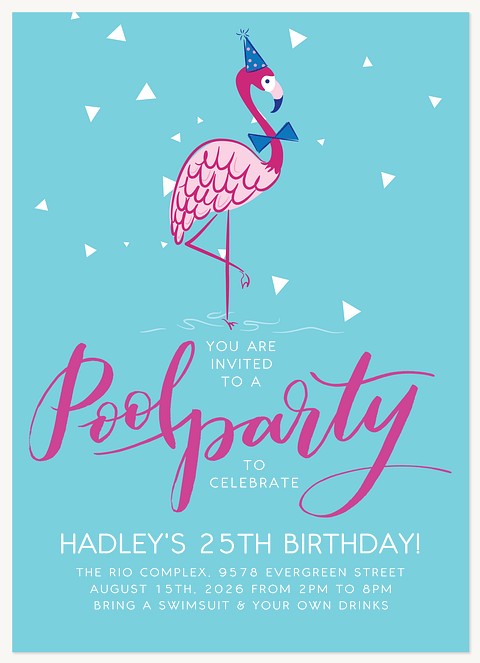 Flamingo Flourish Party Invitations