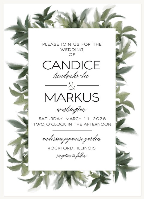 Brushed Foliage Wedding Invitations