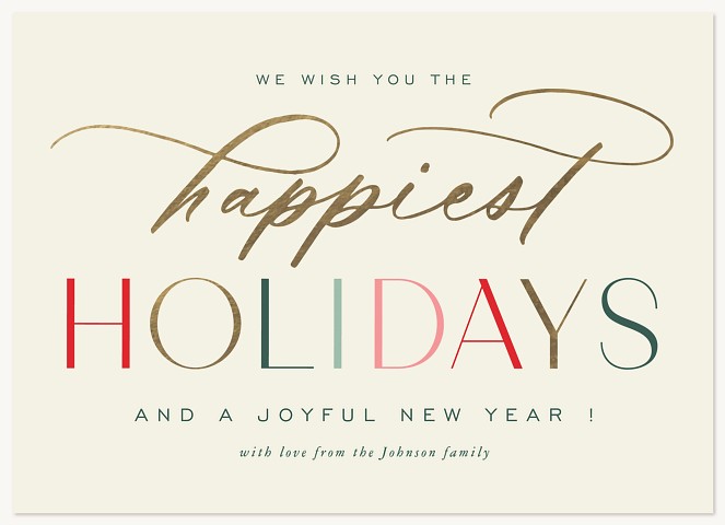 Colorful Type Personalized Holiday Cards