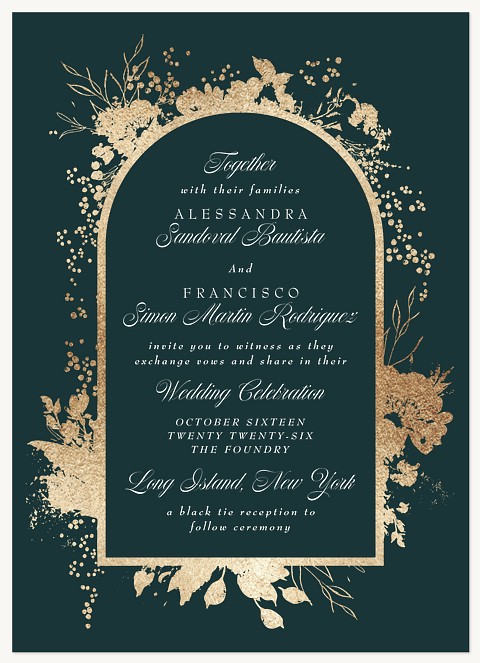 Golden Flora Wedding Invitations