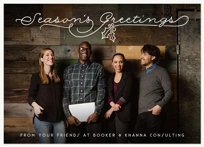 Hand Drawn Holly Business Holiday Cards