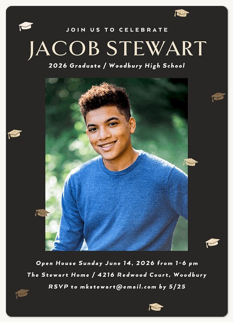 Gilded Cap Toss Graduation Cards