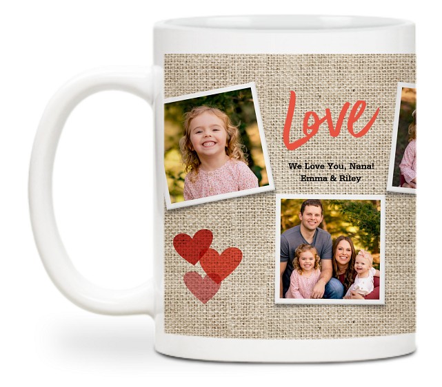 Burlap Hearts Custom Mugs