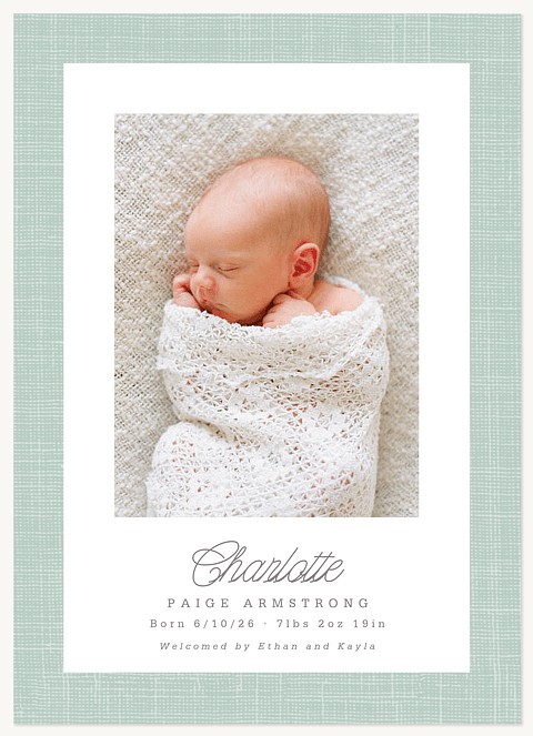 Linen Border Baby Announcements