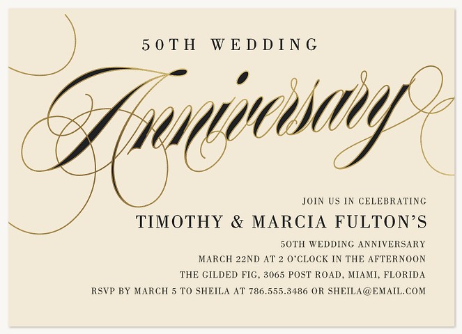 Formal Flourishes Wedding Anniversary Invitations