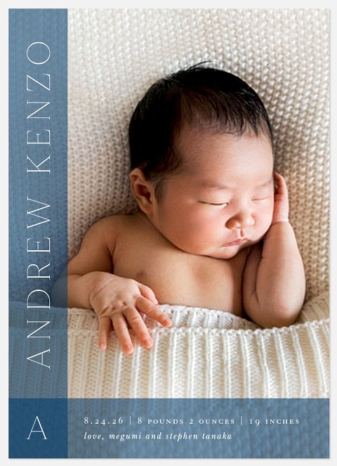 Corner Monogram Baby Birth Announcements