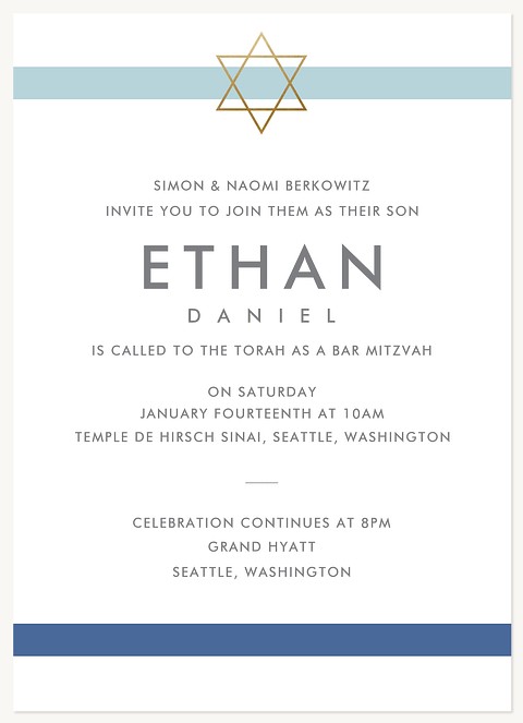 Tonal Stripes Bar Mitzvah Invitations