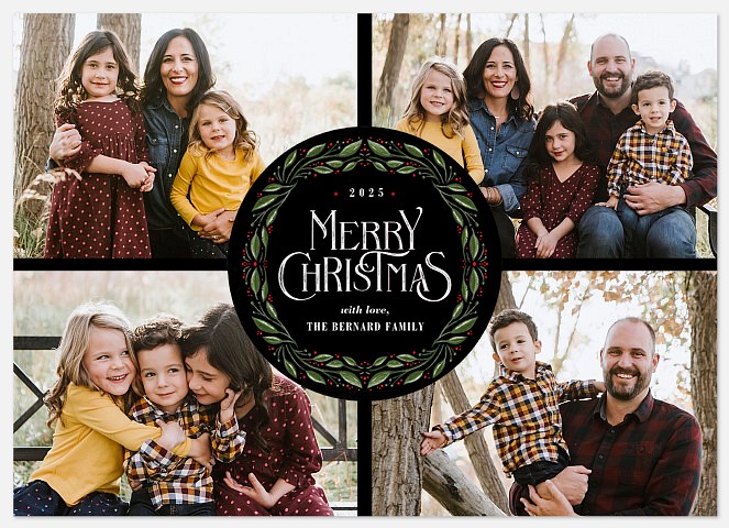 Quad Wreath Holiday Photo Cards