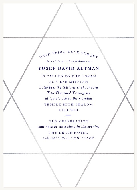 Honored Elegance Bar Mitzvah Invitations