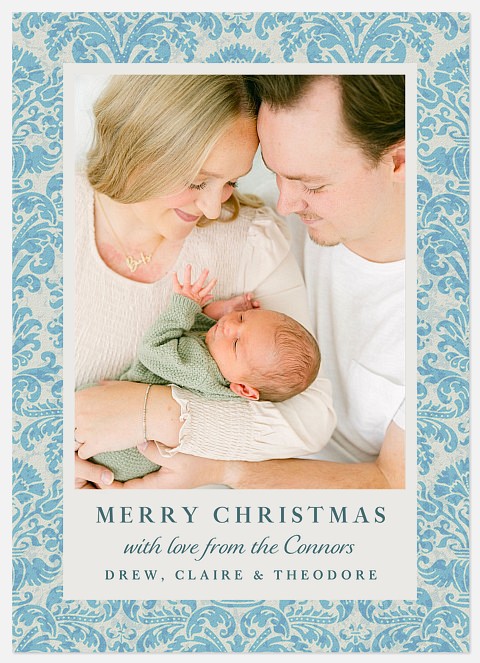 Vintage Damask Holiday Photo Cards
