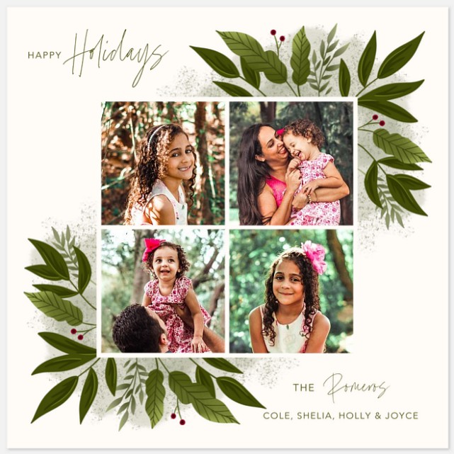 Floral Corners Holiday Photo Cards