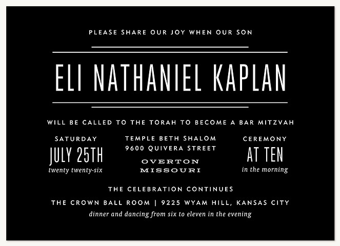 Tuxedo Bar Mitzvah Invitations