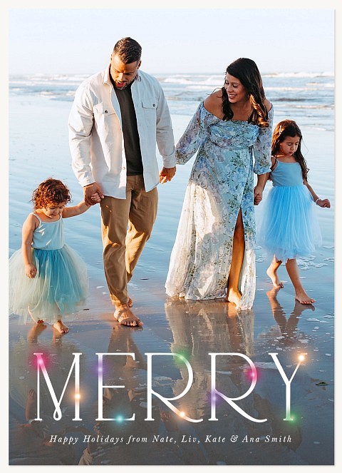 Glowing Merry Personalized Holiday Cards