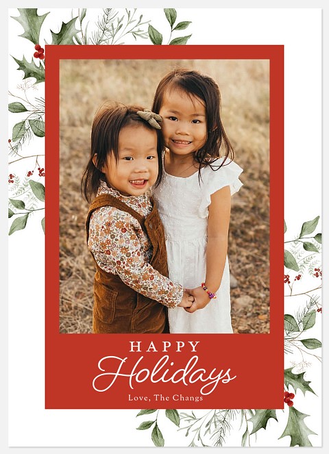 Berry Holly Holiday Photo Cards