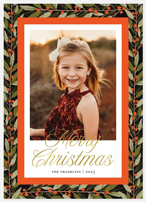 Berry Border Holiday Photo Cards