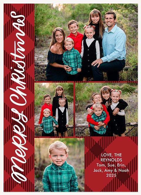 Classic Plaid Collage Personalized Holiday Cards