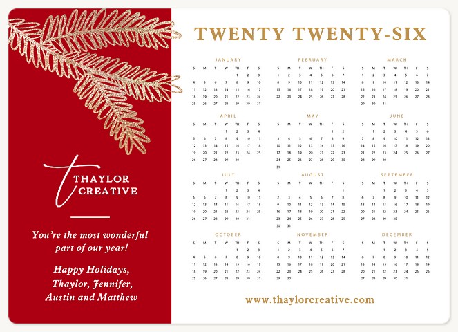 Winter Gilded Branches Holiday & Christmas Magnet Cards