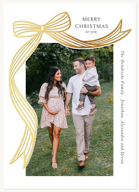 Big Gilded Bow Personalized Holiday Cards