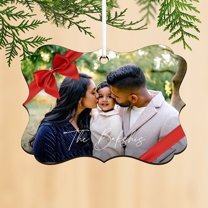 Corner Bow Charm Personalized Ornaments