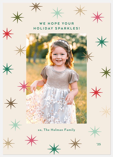 Retro Stars Holiday Photo Cards