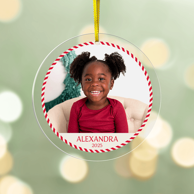 Peppermint Portrait Personalized Ornaments