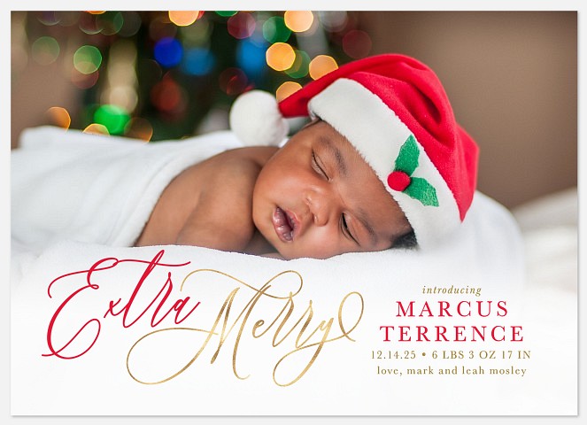 Extra Merry Introduction Holiday Photo Cards