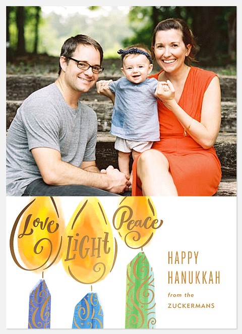 Decorated Candles Hanukkah Photo Cards