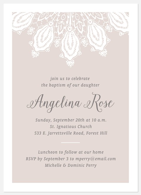 Lovely Lace Baptism Christening Invitations
