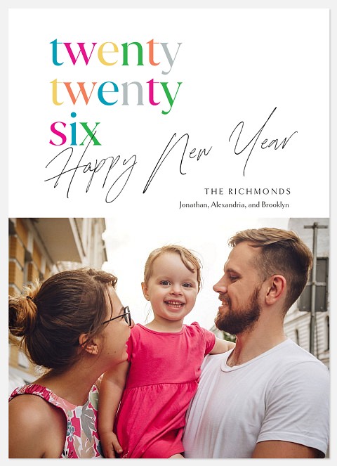 Vibrant New Year Holiday Photo Cards