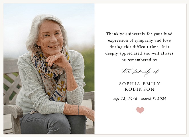 Simply Thank You Memorial & Sympathy Cards