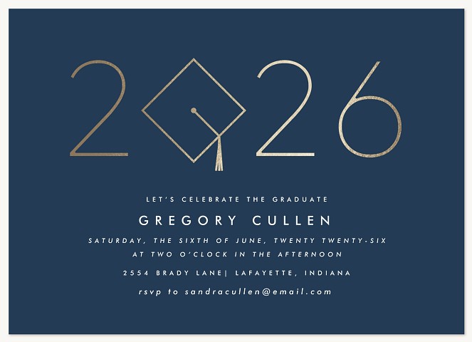 Gilded Mortarboard Graduation Party Invitations