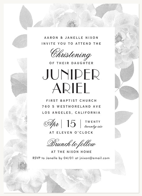 Linen Roses Baptisms & Christening Invitations