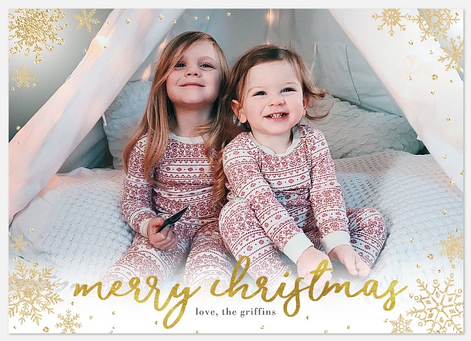 Glittering Snowflakes Holiday Photo Cards