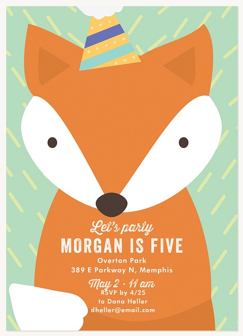 Woodsy Fox Kids Birthday Invitations
