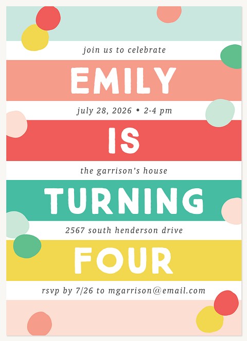 Dots & Stripes Kids Birthday Invitations
