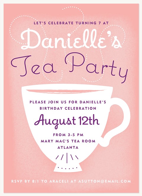 Fancy Tea Kids Birthday Invitations