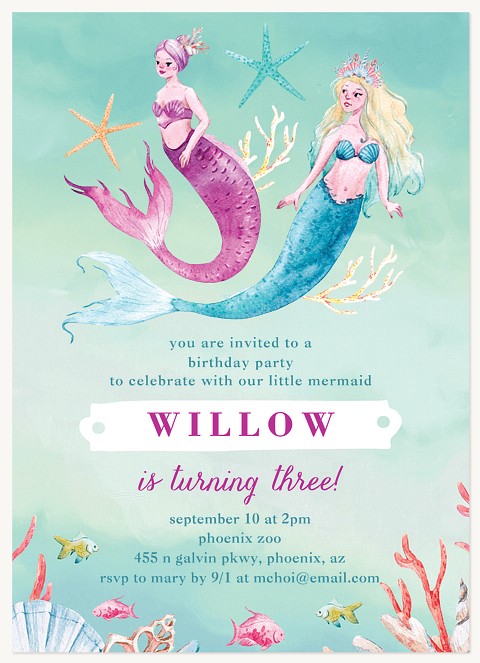 Merfriends Kids Birthday Invitations