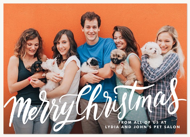 Snowy Script Business Holiday Cards