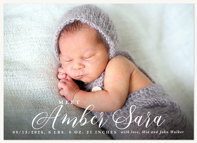 Calligraphic Name Baby Announcements