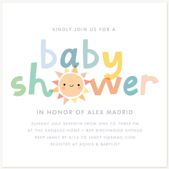 Happy Sun Baby Shower Invites