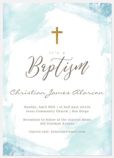 Brushed Abstract Baptism Christening Invitations