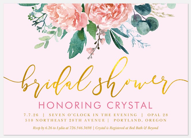 Gilded Garden Bridal Shower Invitations