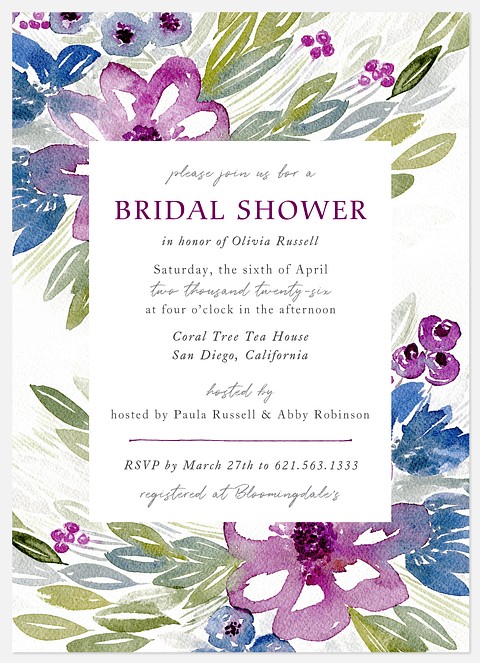 Summer Blooms Bridal Shower Invitations