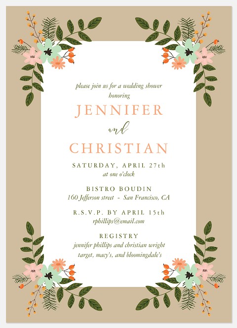 Folksy Floral Bridal Shower Invitations