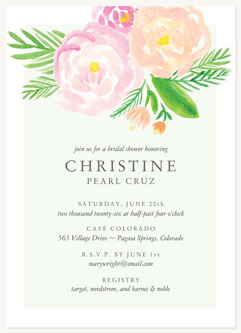 Simple Blooms Bridal Shower Invitations