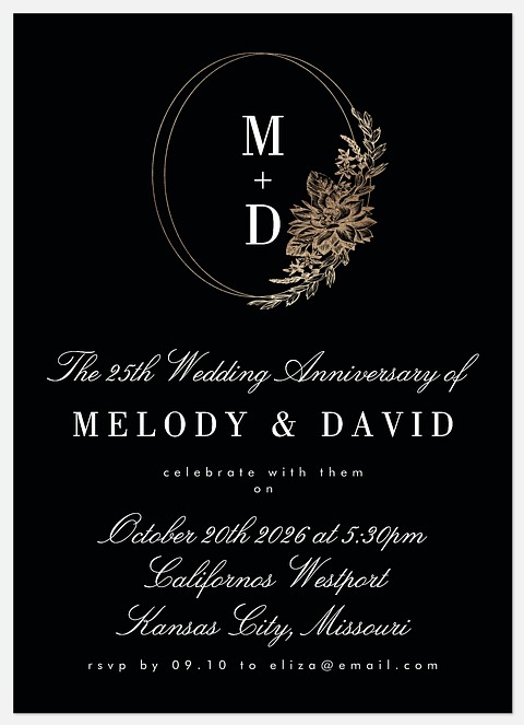 Gilded Wreath Anniversary Invitations