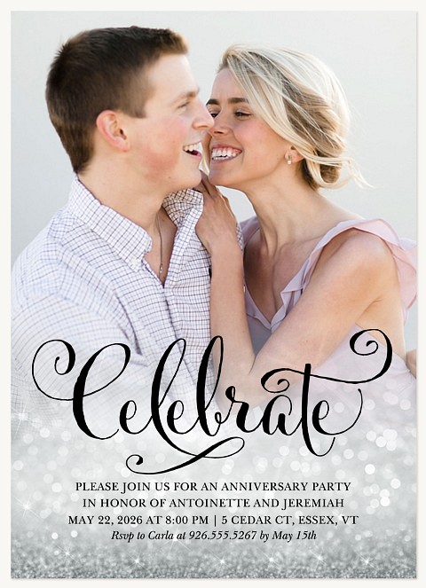 Shimmering Glitter Wedding Anniversary Invitations
