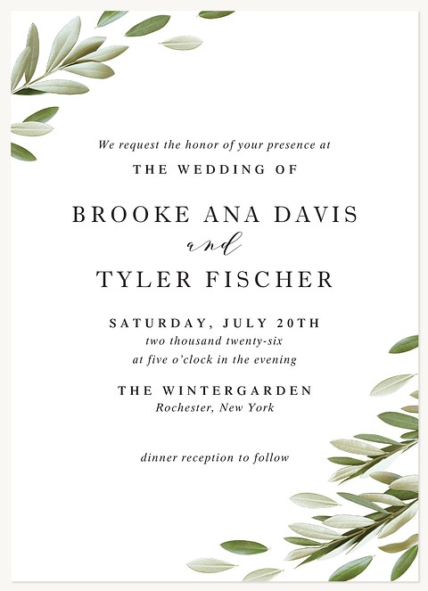 Simple Greenery Wedding Invitations