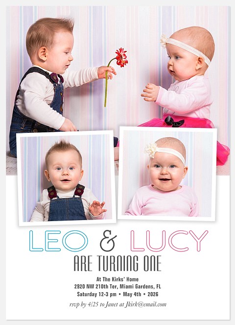 Double the Happy Twins Birthday Invitations