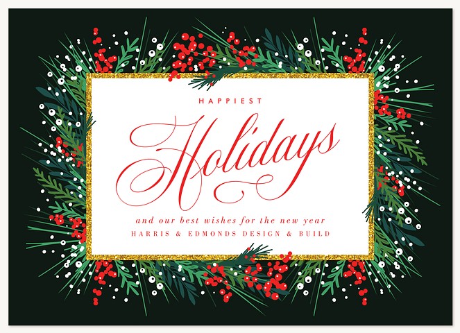 Winter Pine Border Business Holiday Cards